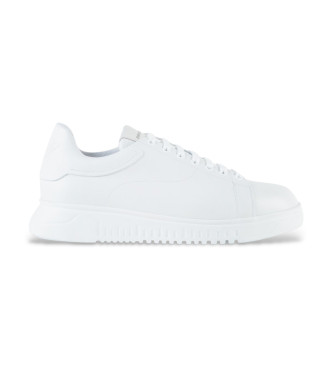 Emporio Armani para hombre. EM003663_AF19999 Zapatillas de Piel Estriada blanco (42), Plano, Cordones, Casual