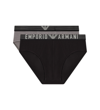 Emporio Armani para hombre. EM000251_AF18893 Set 2 Slips Basic negro, gris (M), Casual, Viscosa