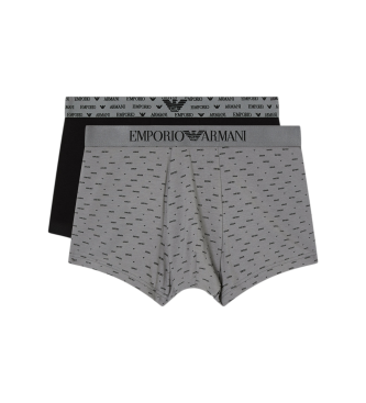 Emporio Armani para hombre. EM001014_AF18885 Set 2 Bóxers mezcla gris, negro (L), Homewear, Algodón