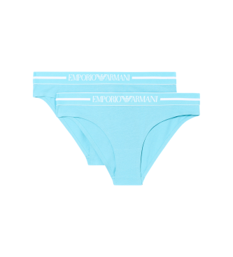 Emporio Armani para mujer. EW000403_AF19023 Set de 2 Braguitas Day azul (M), Homewear, Algodón, Turquesa