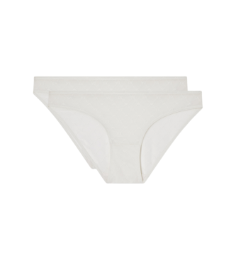 Emporio Armani para mujer. EW000403_AF19030 Set de 2 Braguitas Monogram Mesh blanco (XL), Homewear, Poliamida