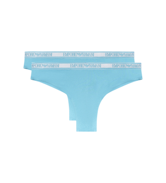 Emporio Armani para mujer. EW000404_AF19028 Set de 2 Tangas Iconic Microfiber turquesa (M), Azul, Homewear, Poliamida
