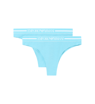 Emporio Armani para mujer. EW000406_AF19023 Set de 2 Tangas Diario azul (S), Homewear, Algodón, Turquesa