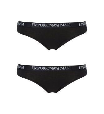 Emporio Armani para mujer. EW000404_AF13033 Set 2 Braquitas Brasileñas Lisas negro (XS), Homewear, Algodón