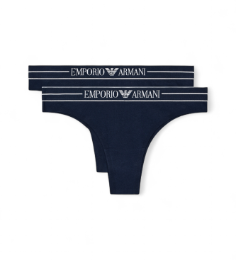 Emporio Armani para mujer. EW000406_AF10881 Set de 2 tangas marino (XS), Blanco, Casual, Homewear, Elastano