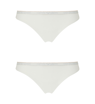 Emporio Armani para mujer. EW000406_AF10889 Set de 2 braguitas brasileñas blanco (M), Homewear, Viscosa