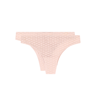 Emporio Armani para mujer. EW000406_AF15358 Set 2 Tangas All Over Eagle rosa (XL), Homewear, Poliamida