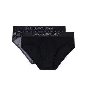 Emporio Armani para hombre. EM000251_AF14994 Set 2 Slips Mezcla Estampados negro (XL), Homewear, Algodón
