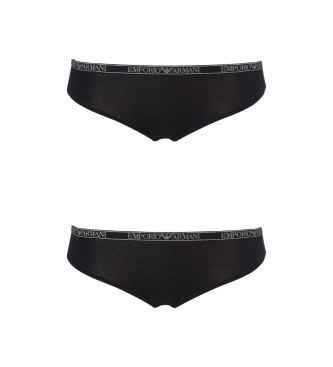 Emporio Armani para mujer. EW000403_AF10889 Set de 2 braguitas Essential Studs negro (XL), Homewear, Viscosa