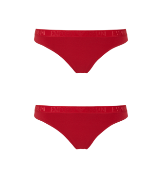 Emporio Armani para mujer. EW000402_AF10891 Set de 2 tangas Iconic Microfiber rojo (S), Homewear, Poliamida