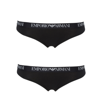 Emporio Armani para mujer. EW000402_AF13033 Set de 2 tangas Essential Cotton negro (M), Homewear, Algodón