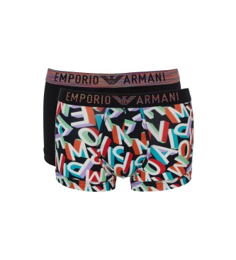 Emporio Armani para hombre. EM000254_AF10798 Set de 2 calzoncillos bóxer con logotipo de arcoíris multicolor (XL), Homewear, Algodón