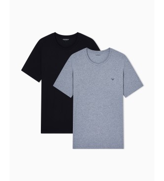 Emporio Armani para hombre. EM000391_AF18881 Set 2 Camisetas Endurance gris, negro (S), Homewear, Algodón, Manga corta