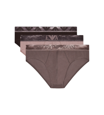 Emporio Armani para hombre. EM000258_AF18886 Set 3 Slips Ajuste marrón (M), Homewear, Algodón