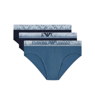 Emporio Armani para hombre. EM000258_AF18886 Set 3 Slips Ajuste azul, marino (M), Homewear, Algodón
