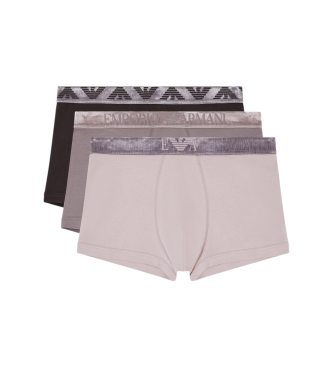 Emporio Armani para hombre. EM000259_AF18886 Set 3 Bóxers Shiby beige, gris (S), Homewear, Algodón