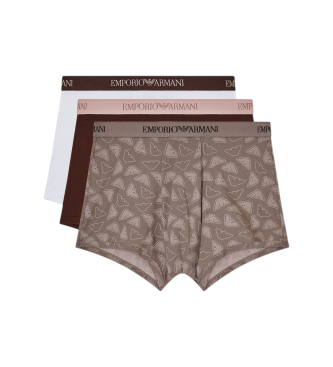 Emporio Armani para hombre. EM000260_AF20671 Set 3 Bóxers Tone taupe, blanco (S), Homewear, Algodón