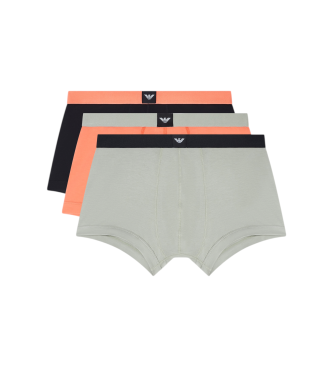 Emporio Armani para hombre. EM002205_AF20673 Set 3 Bóxers Bottom negro, gris, naranja (XL), Homewear, Algodón