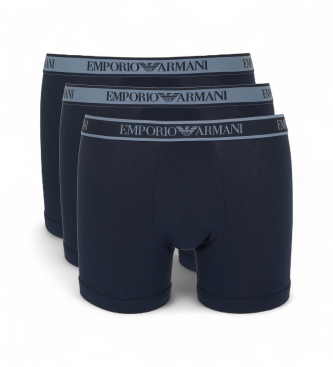 Emporio Armani para hombre. EM000261_AF10779 Set de 3 Boxers Logoband azul (XL), Negro, Casual, Homewear, Algodón, Elastano