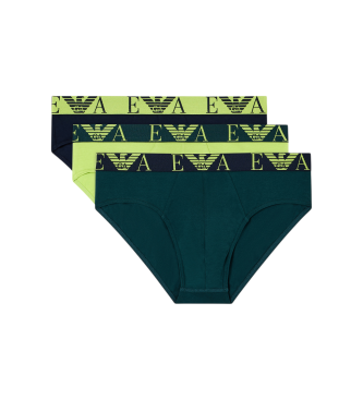 Emporio Armani para hombre. EM000258_AF10778 Set 3 Slips Vistosos verde (M), Homewear, Algodón