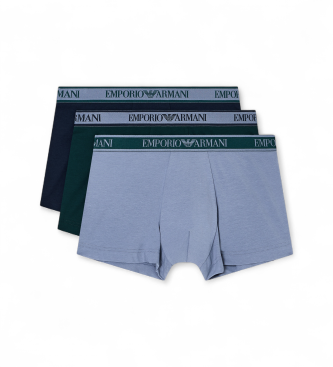 Emporio Armani para hombre. EM000259_AF10779 Set de 3 Boxers Logoband azul (M), Rojo, Casual, Homewear, Verde, Algodón