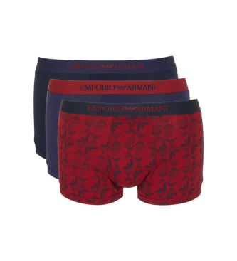 Emporio Armani para hombre. EM000260_AF10800 Set 3 Bóxers Marca rojo, marino (M), Negro, Homewear, Algodón