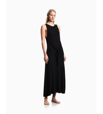 Emporio Armani para mujer. EW003413_AF20240 Vestido Playero negro (L), Casual, Viscosa, Sin mangas / Tirantes