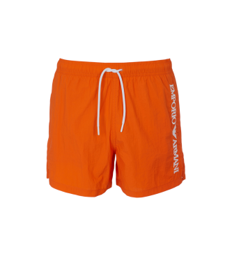 Emporio Armani para hombre. EM000583_AF12330 Bañador tipo pantalón corto con logotipo en vertical bordado naranja (XXL), Algodón, Beachwear,
