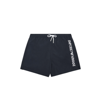 Emporio Armani para homem. EM000583_AF12330 Calções de fato de banho com logótipo vertical bordado em azul-marinho (XL), Algodão, Beachwear,