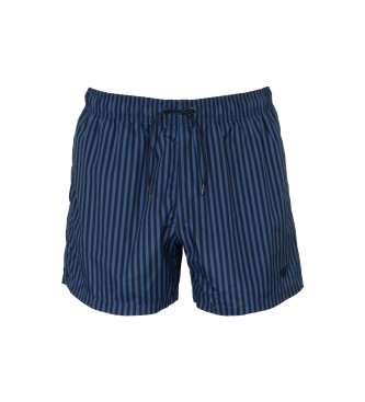 Emporio Armani para hombre. EM000583_AF12357 Bañador tipo pantalón corto a rayas bicolor azul (XL), Beachwear, Poliéster, Polipiel