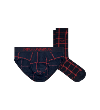 Emporio Armani para hombre. EM002223_AF15003 Set de slip y calcetines Fb marino (S), Homewear, Algodón