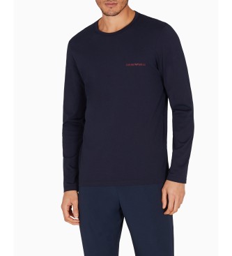 Emporio Armani para hombre. EM000382_AF10800 Camiseta Long Sleeve Crew Neck marino (S), Casual, Poliéster, Manga larga