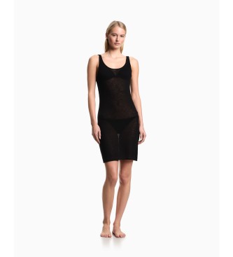 Emporio Armani para mujer. EW002738_AF19043 Vestido Lounge negro (S), Casual, Viscosa, Sin mangas / Tirantes