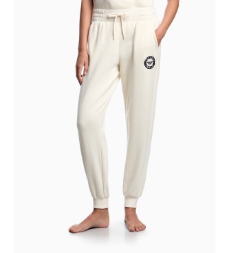 Emporio Armani para mujer. EW001938_AF15363 Joggers Fuzzy Fleece marfil (S), Beige, Casual, Algodón