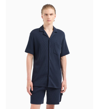 Emporio Armani para hombre. EM000633_AF10792 Jersey de estar por casa de punto gofrado marino (S), Homewear, Algodón, Manga corta