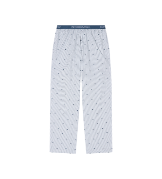 Emporio Armani Pantalón de estar por casa con logotipo en tejido jacquard azul