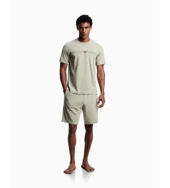 Emporio Armani för män. EM000400_AF18890 Pyjamas Megalogo grön (M), Hemkläder, Bomull, Kort ärm