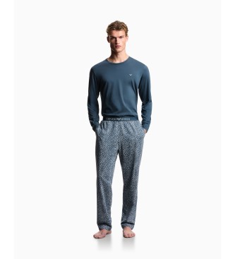 Emporio Armani para hombre. EM000611_AF18885 Pijama Pattern Mix azul (M), Homewear, Algodón, Manga larga