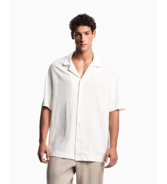 Emporio Armani para hombre. EM000593_AF20590 Camisa Beach blanco (M), Casual, Lino, Viscosa, Manga corta