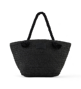 Emporio Armani para mujer. 231798_4R903 Bolso Shopper de playa trenzado negro (OSFA), Casual, Papel, Emporio Armani outlet 2024.