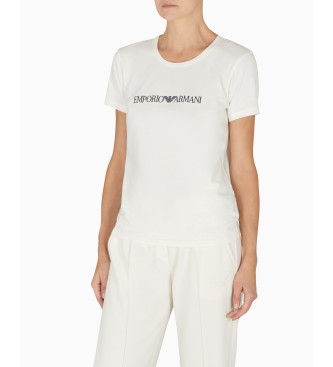 Emporio Armani para mujer. EW000408_AF10881 Camiseta Short Sleeve Crew Neck blanca (XS), Blanco, Casual, Algodón, Manga corta