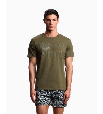 Emporio Armani para hombre. EM000574_AF20434 Camiseta Algodón verde (M), Casual, Manga corta