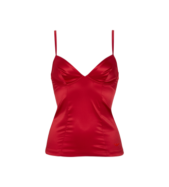 Emporio Armani para mujer. EW001944_AF15351 Top Satin Lace rojo (M), Homewear, Poliamida, Sin mangas / Tirantes