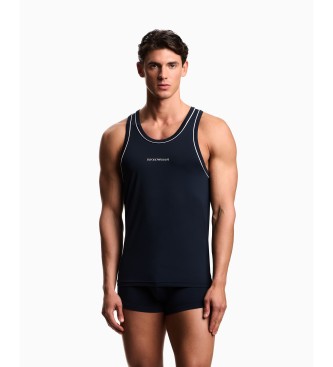 Emporio Armani para hombre. EM000387_AF19057 Camiseta Underline Logobanda azul (M), Casual, Deportivo, Poliamida, Sin mangas / Tirantes, Mar