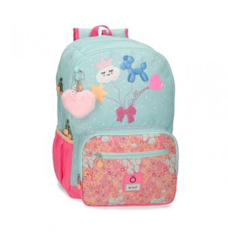 Enso para niña. 95527D1 Mochila doble compartimento Ballons adaptable turquesa (OSFA), Casual, Poliéster, moda infantil, Enso outlet 2024.
