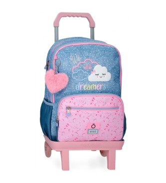 Enso para niña. 96927T1 Mochila Dreamer doble compartimento con carro azul (OSFA), Casual, Poliéster, moda infantil, Enso outlet 2024.