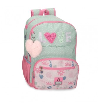 Enso unisex para niños. 9562721 Mochila  Love ice cream doble compartimento (OSFA), Casual, Verde, Poliéster, moda infantil, Enso outlet 202