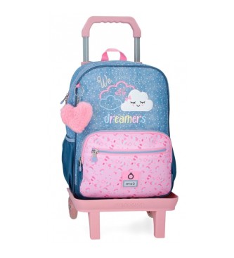 Enso para niña. 96924T1 Mochila escolar Dreamer con carro azul (OSFA), Casual, Poliéster, moda infantil, Enso outlet 2024.