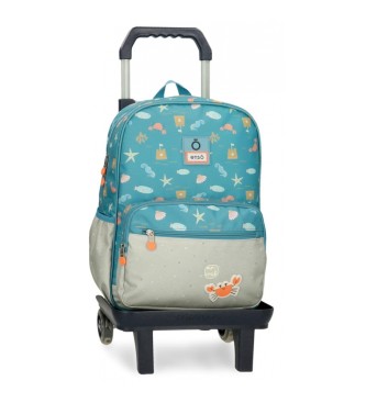 Enso unisex para niños. 97524T1 Mochila escolar Mr Crab 38cm con carro azul (OSFA), Casual, Poliéster, moda infantil, Enso outlet 2024.