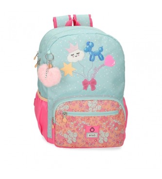 Enso para niña. 95526D1 Mochila porta ordenador Ballons dos compartimentos adaptable turquesa (OSFA), Casual, Poliéster, moda infantil, Enso